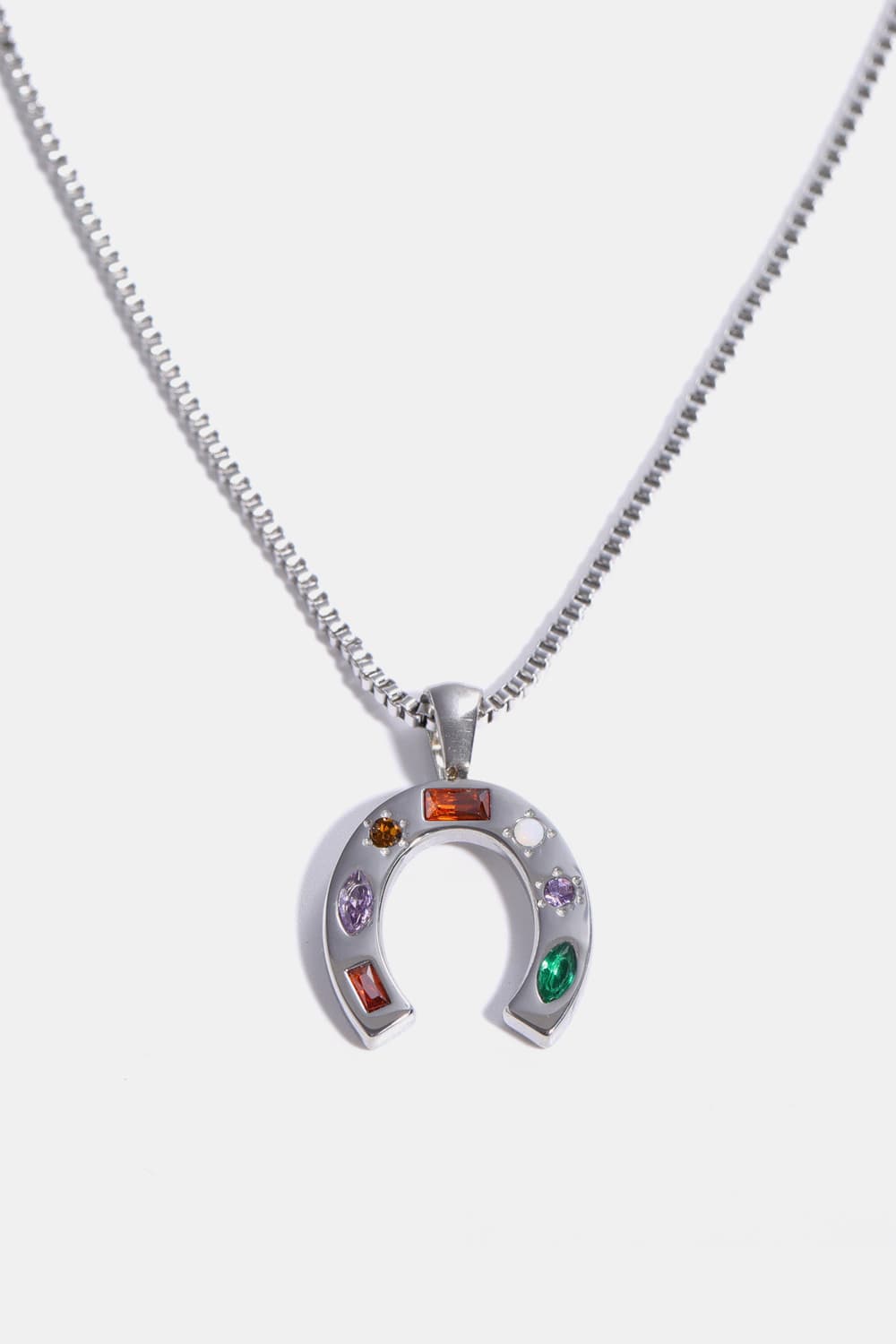 Inlaid Zircon Pendant Stainless Steel Necklace