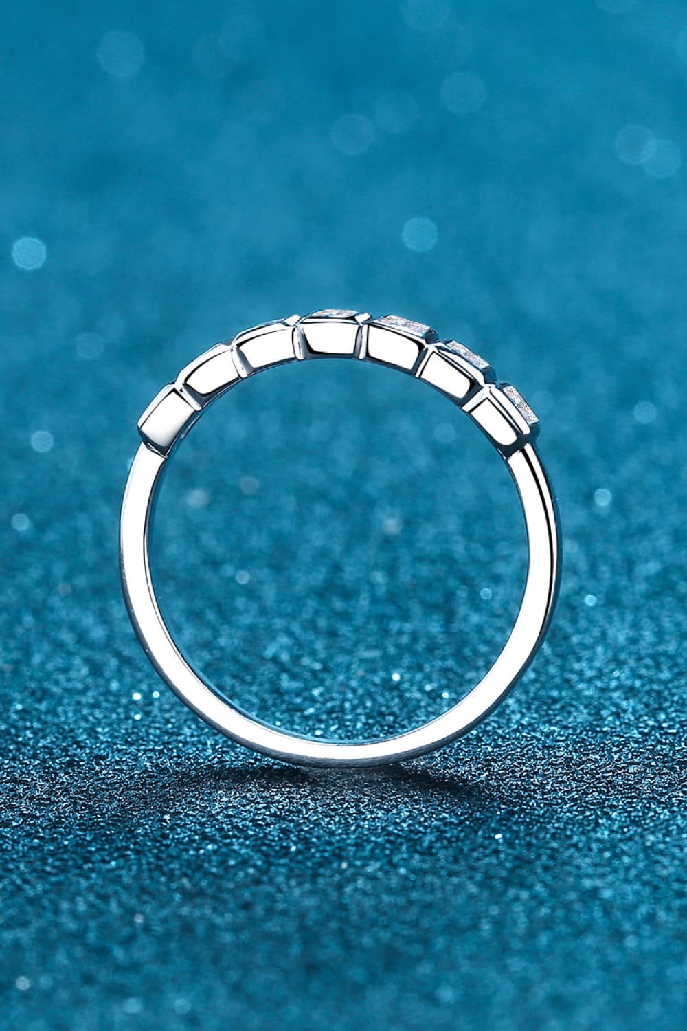 Moissanite Rhodium-Plated Half-Eternity Ring