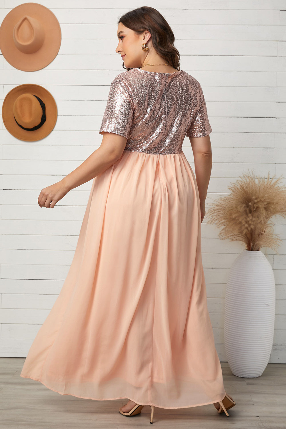 Sequined Spliced Maxi Dress