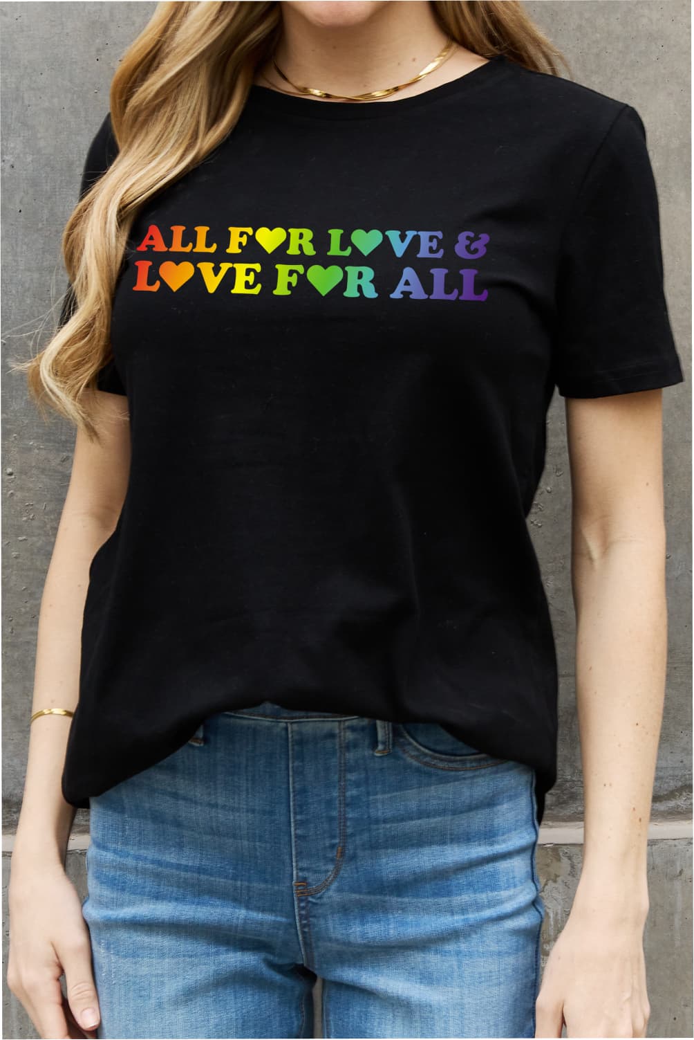 Simply Love ALL FOR LOVE & LOVE FOR ALL Graphic Cotton Tee