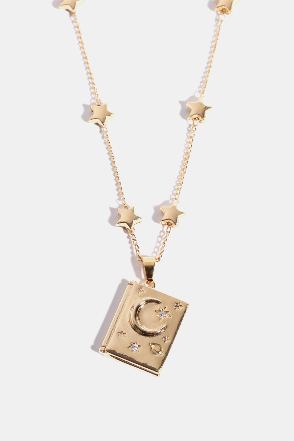 Star and Moon Copper 14K Gold-Plated Necklace