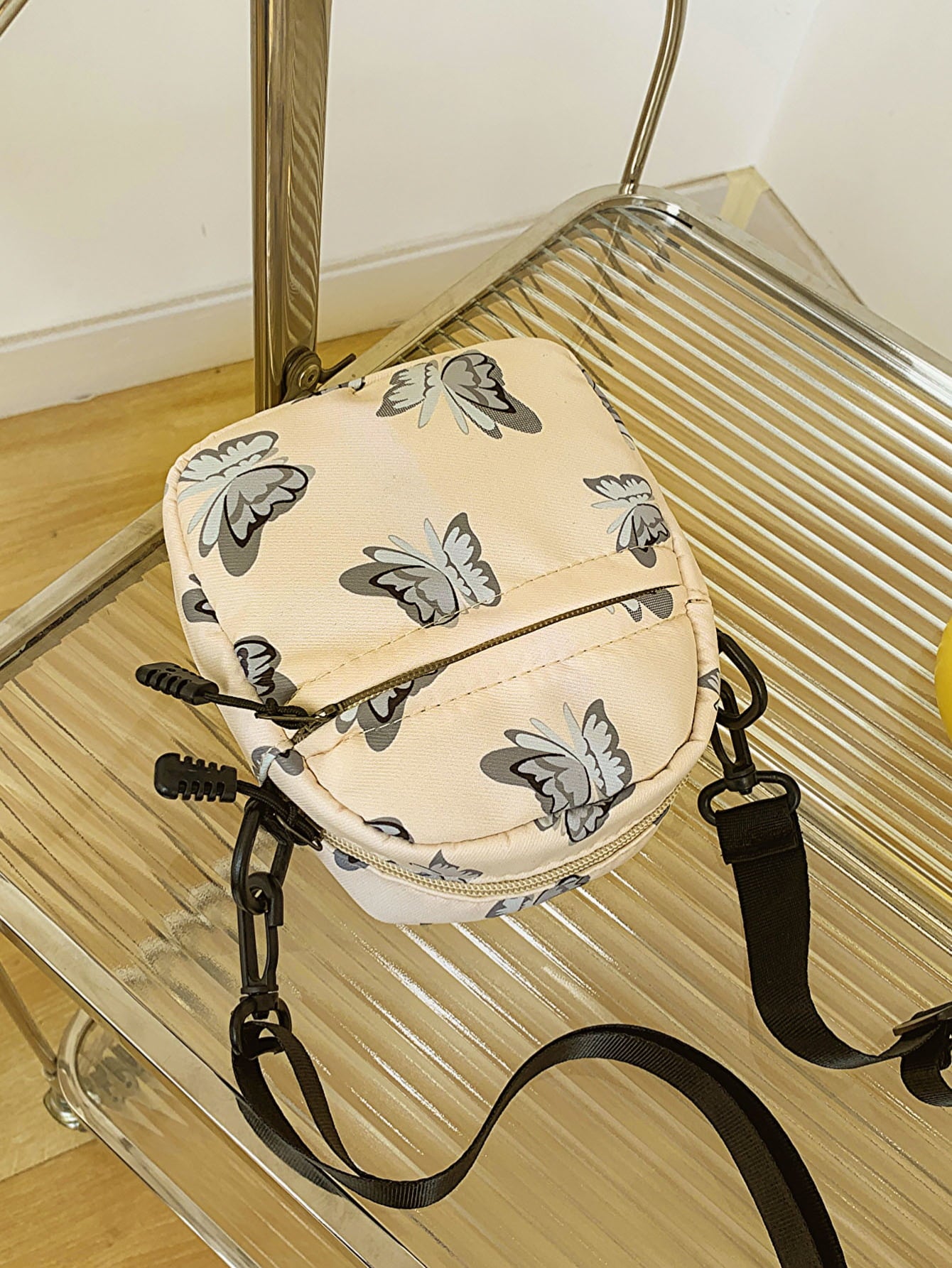 Butterfly Print Polyester Shoulder Bag
