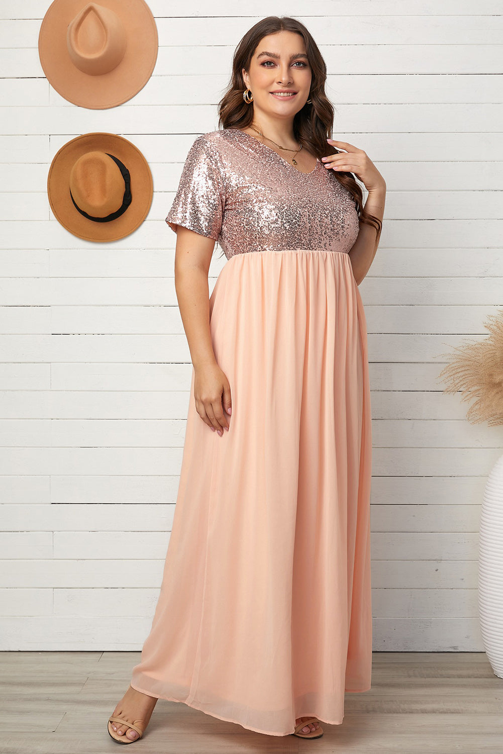 Sequined Spliced Maxi Dress