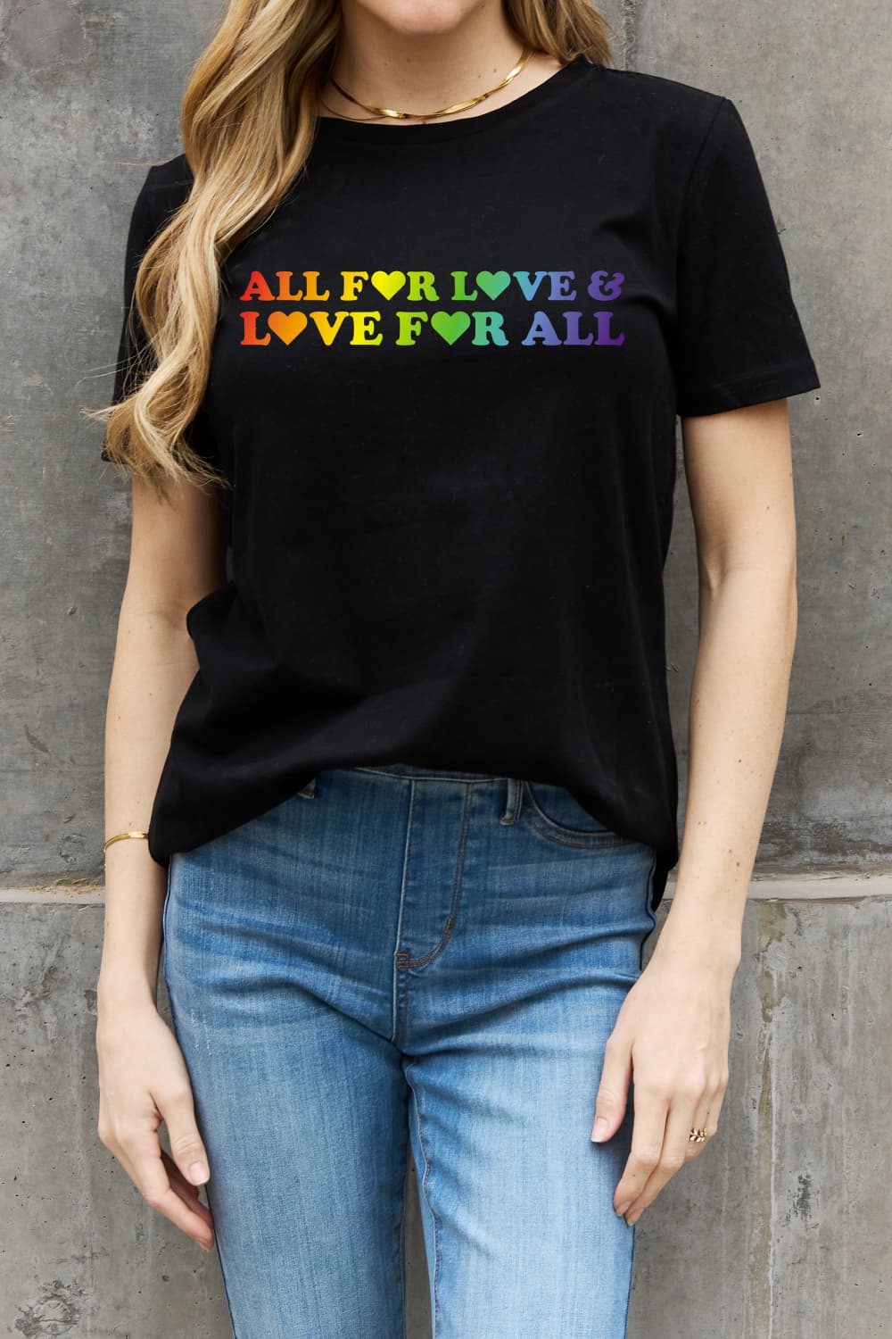 Simply Love ALL FOR LOVE & LOVE FOR ALL Graphic Cotton Tee